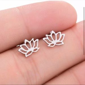 Lotus flower stainless steel earrings